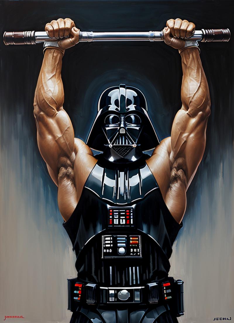 00199-29486732-star wars, oil on canvas, darth vader, arms up, front double biceps bodybuilding pose, detailed, style of Jeremy Geddes, 16K, ac.png